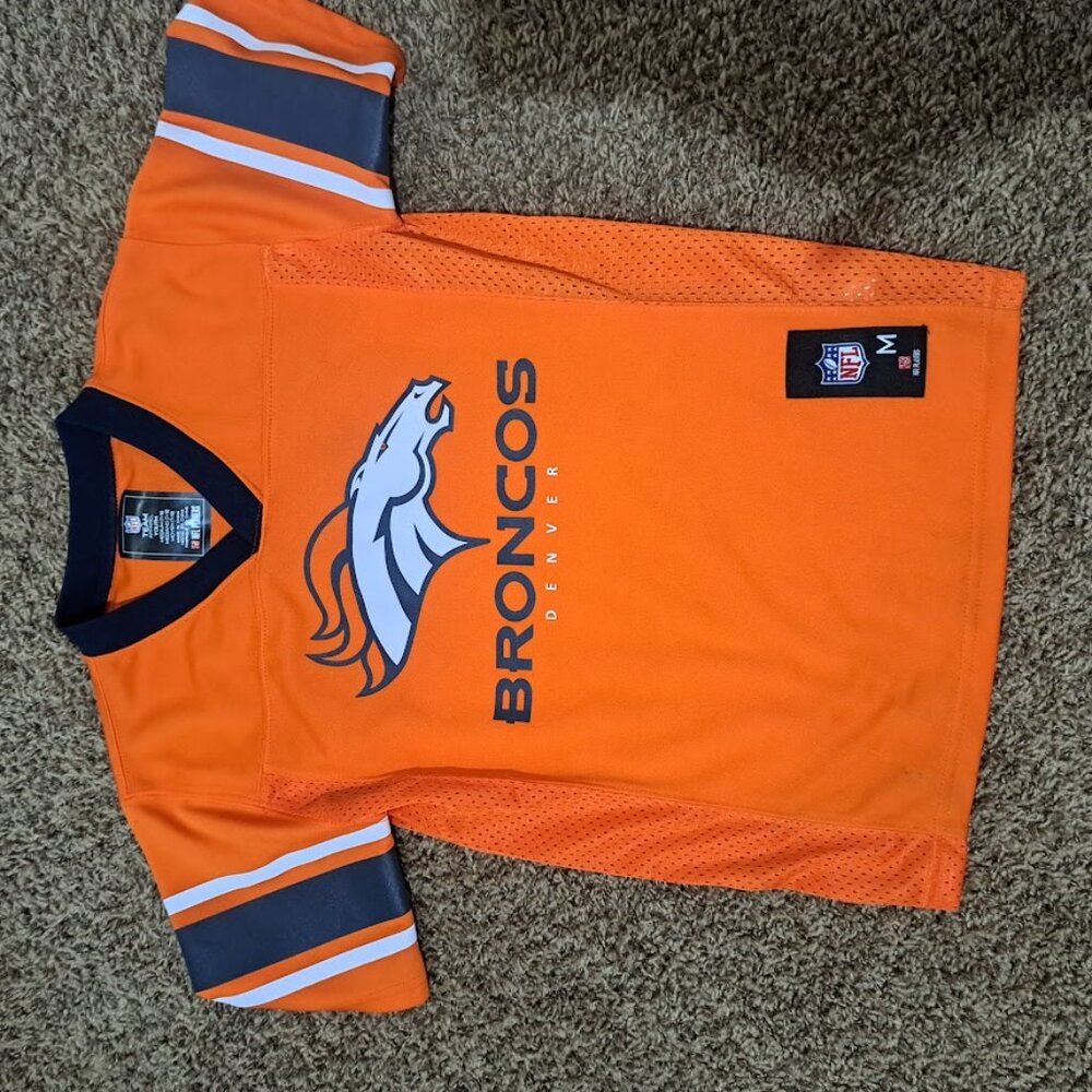 NFL Denver Bronco Team apparel set of 2 shirts jersey girls size 8 orange grey - Picture 2 of 11